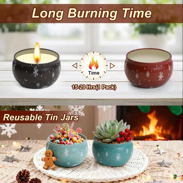 Alt view image 5 of 7 - Christmas Scented Candle Gift 6 Pack, Christmas Candles for Home Scented, 100% Natural Soy Wax Long Lasting Jar Aromatherapy Candle Gifts for Mother's Day