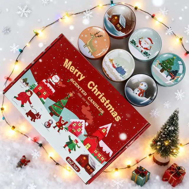 Alt view image 7 of 7 - Christmas Scented Candle Gift 6 Pack, Christmas Candles for Home Scented, 100% Natural Soy Wax Long Lasting Jar Aromatherapy Candle Gifts for Mother's Day