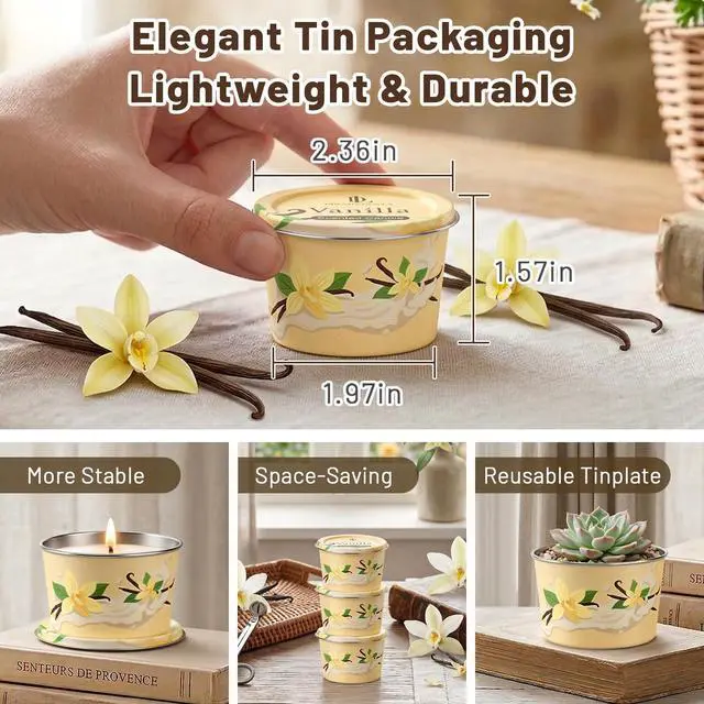 Alt view image 4 of 7 - Vanilla Candle 3 Pack, 2.2oz Vanilla Scented Candles for Home Relaxation, Natural Soy Wax with Essential Oils, Birthday Valentine Housewarming Gifts Candle for Women Men