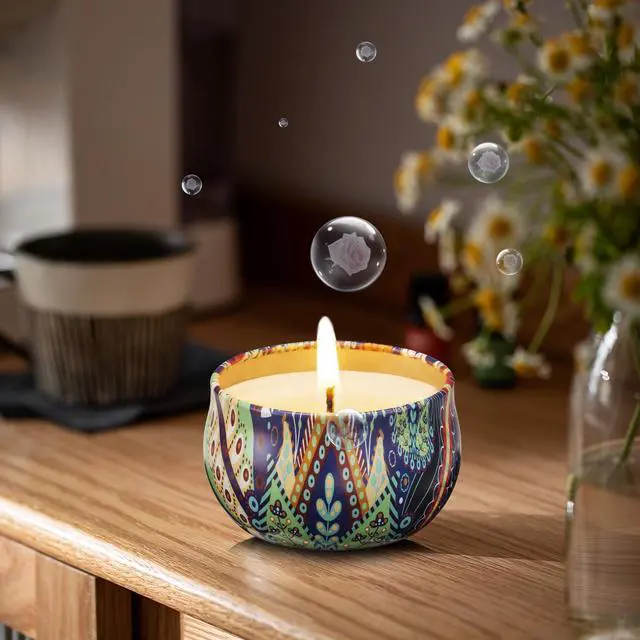 Alt view image 3 of 7 - 3 Pack Scented Candles, 2.5 oz Aromatherapy Candles with Floral Scents,Soy Candles Set with 72H Burning Time,Ideal Gift for Women (Lavender+Vanilla+Rose)