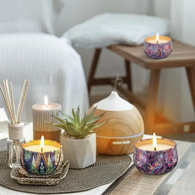 Alt view image 5 of 7 - 3 Pack Scented Candles, 2.5 oz Aromatherapy Candles with Floral Scents,Soy Candles Set with 72H Burning Time,Ideal Gift for Women (Lavender+Vanilla+Rose)