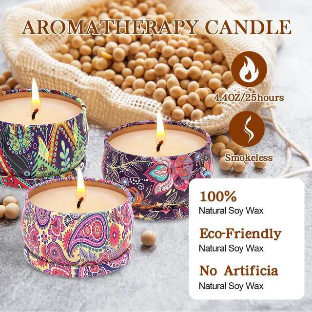 Alt view image 3 of 7 - 3 Pack Home Scented Candles - Strong Lavender, Vanilla & Rose Candle, 2.5 Oz, 100% Soy, Non-Toxic, Small Candle Set for Aromatherapy & Gifts, Baby Shower Prizes