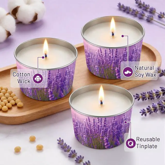 Alt view image 3 of 7 - Lavender Candle for Women 3 Pack, 2.2oz Lavender Scented Candles for Sleep Relaxation, Natural Soy Wax with Essential Oils, Birthday Gifts Mothers Day Candle for Women Mom