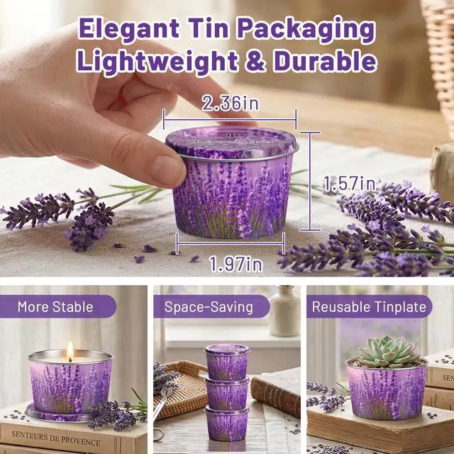 Alt view image 5 of 7 - Lavender Candle for Women 3 Pack, 2.2oz Lavender Scented Candles for Sleep Relaxation, Natural Soy Wax with Essential Oils, Birthday Gifts Mothers Day Candle for Women Mom