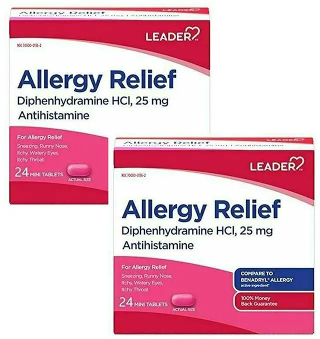 Main image of Antihistamine Allergy Relief Diphenhydramine HCl, 25mg Mini Tablets, 24 Count Pack of 2
