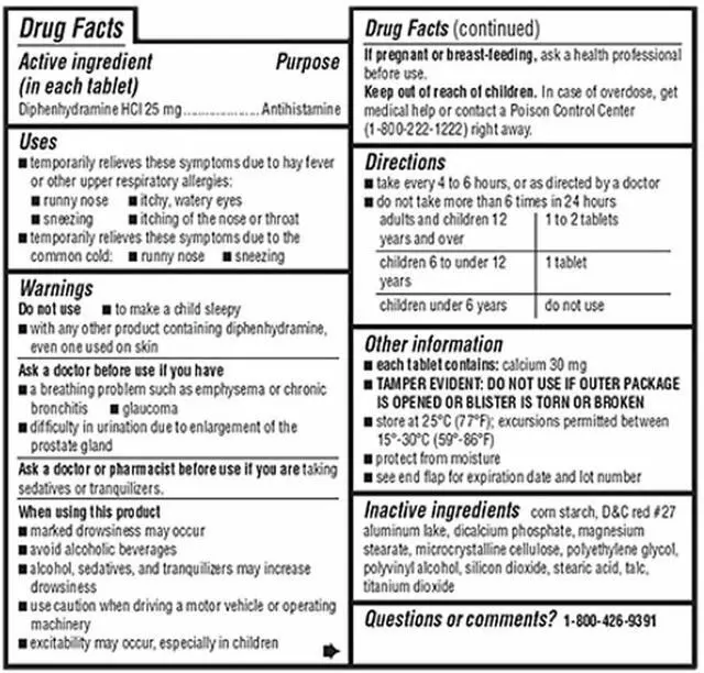 Alt view image 2 of 4 - Antihistamine Allergy Relief Diphenhydramine HCl, 25mg Mini Tablets, 24 Count Pack of 2