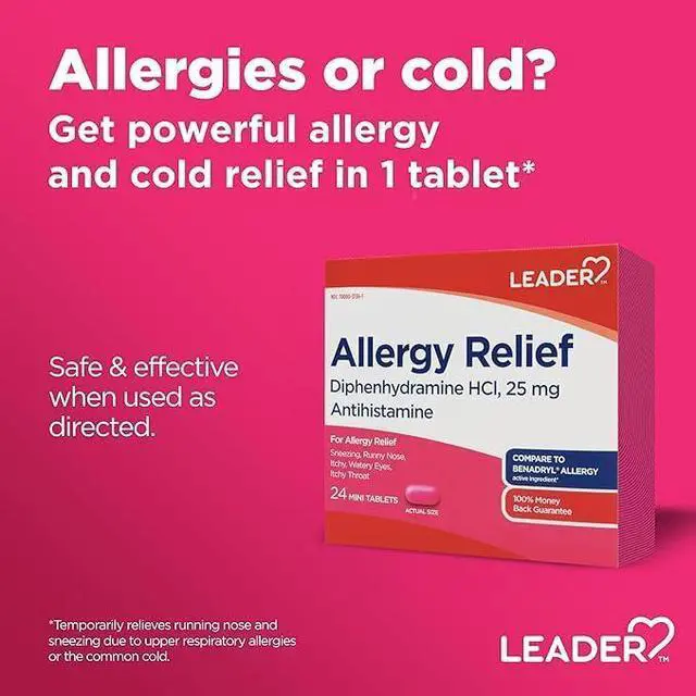 Alt view image 3 of 4 - Antihistamine Allergy Relief Diphenhydramine HCl, 25mg Mini Tablets, 24 Count Pack of 2