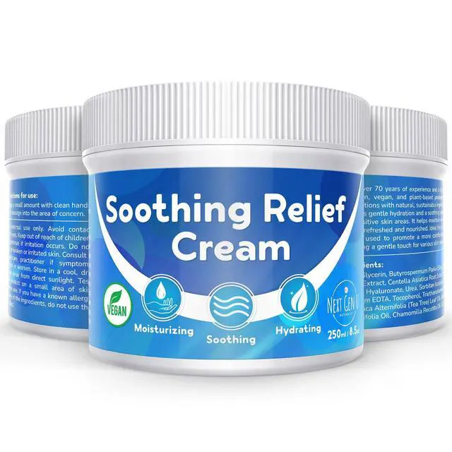 Alt view image 7 of 7 - Calming Relief Cream - 8.5 oz / 250 ml - Moisturizing Comfort from Itchy Skin, Helps Alleviate Itch from Eczema, Hives, Sunburn - Vegan Formula with Shea Butter & Tea Tree Oil