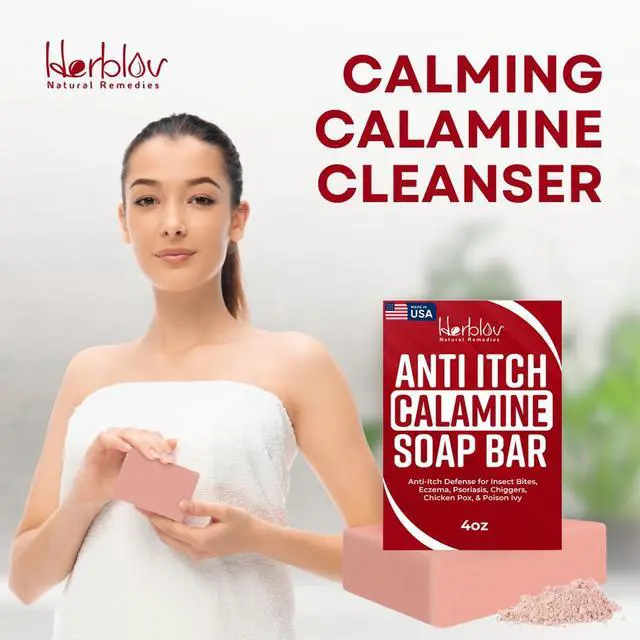 Alt view image 3 of 7 - Calamine Soap Bar for Itching All Natural Instant Itch Relief Calming Calamine Soap for Itchy Skin, Insect Bite, Eczema, Ivy Rash, Chicken Pox Pure Raw Anti-Itch Defense Cleansing Skincare