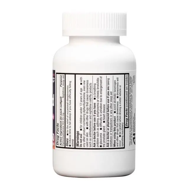 Alt view image 2 of 7 - Sleep Aid, Diphenhydramine HCl 25mg Softgels, Supports Deeper, Restful Sleeping, Non Habit-Forming (250 Softgels)