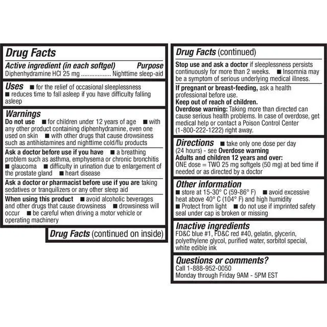 Alt view image 4 of 7 - Sleep Aid, Diphenhydramine HCl 25mg Softgels, Supports Deeper, Restful Sleeping, Non Habit-Forming (250 Softgels)