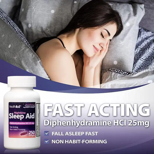 Alt view image 6 of 7 - Sleep Aid, Diphenhydramine HCl 25mg Softgels, Supports Deeper, Restful Sleeping, Non Habit-Forming (250 Softgels)