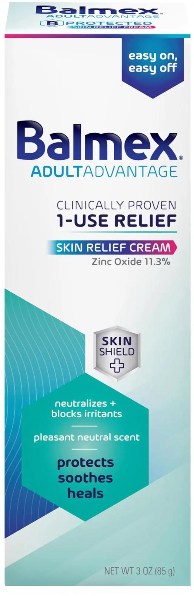 Main image of AdultAdvantage Skin Relief Cream, Adult Rash, and Bed Sores, 3 Oz | Skin protection and moisture, diaper cream for skin rash relief, zinc cream, Vitamin E, soothing botanicals