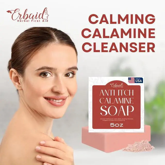 Alt view image 6 of 7 - Calamine Soap Bar All Natural Instant Itch Relief Calming Calamine Soap for Itchy Skin, Insect Bite, Eczema, Poison Ivy Rash Pure Anti-Itch Body Wash Made in USA Large 5oz Bar