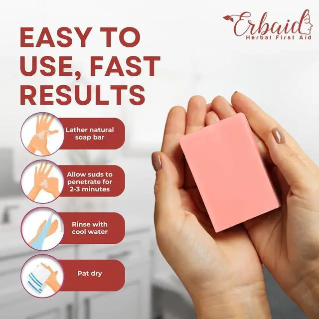 Alt view image 7 of 7 - Calamine Soap Bar All Natural Instant Itch Relief Calming Calamine Soap for Itchy Skin, Insect Bite, Eczema, Poison Ivy Rash Pure Anti-Itch Body Wash Made in USA Large 5oz Bar