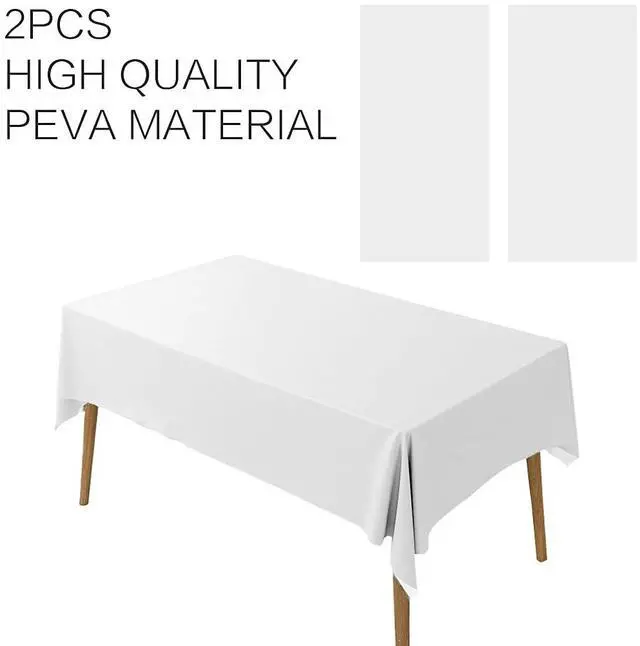 Alt view image 2 of 5 - 2 Packaging White Plastic Tablecloth, 54 inch x108 inch Rectangular Disposable Party Table Cover, Suitable for Birthday, Graduation, Restaurant, Wedding Decoration Tablecloth
