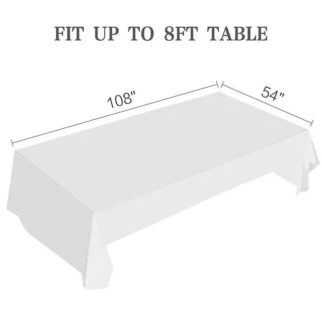Alt view image 4 of 5 - 2 Packaging White Plastic Tablecloth, 54 inch x108 inch Rectangular Disposable Party Table Cover, Suitable for Birthday, Graduation, Restaurant, Wedding Decoration Tablecloth