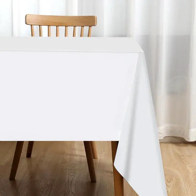 Alt view image 5 of 5 - 2 Packaging White Plastic Tablecloth, 54 inch x108 inch Rectangular Disposable Party Table Cover, Suitable for Birthday, Graduation, Restaurant, Wedding Decoration Tablecloth
