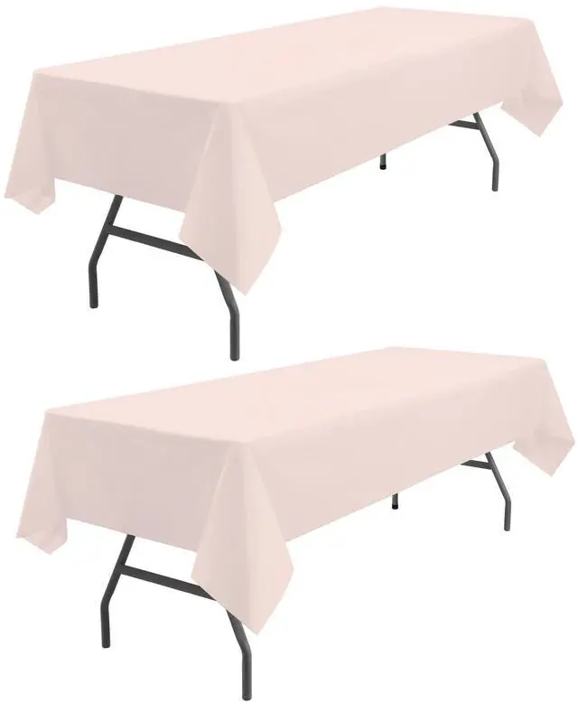 Main image of Light Pink Tablecloths Plastic 2 Pack Disposable Table Covers 54 x 108 Inch. Pastel Pale Pink PEVA Table Cloths for Parties Weddings Bridal Shower Banquet Fits up to 8 Foot Rectangle Tables