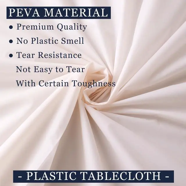 Alt view image 2 of 6 - Light Pink Tablecloths Plastic 2 Pack Disposable Table Covers 54 x 108 Inch. Pastel Pale Pink PEVA Table Cloths for Parties Weddings Bridal Shower Banquet Fits up to 8 Foot Rectangle Tables