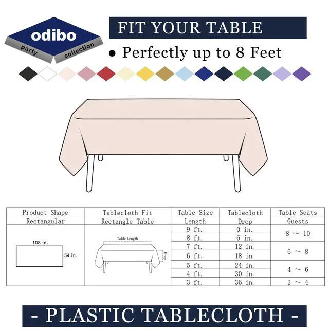 Alt view image 6 of 6 - Light Pink Tablecloths Plastic 2 Pack Disposable Table Covers 54 x 108 Inch. Pastel Pale Pink PEVA Table Cloths for Parties Weddings Bridal Shower Banquet Fits up to 8 Foot Rectangle Tables