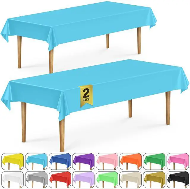 Main image of 2 Rectangular Tablecloths BPA-Free Plastic, 54 x 108 inch, Dining Table Cloth, Rectangle Table Cover for Parties, Picnic, Camping and Outdoor, Disposable or Reusable, Turquoise (2 Pack)