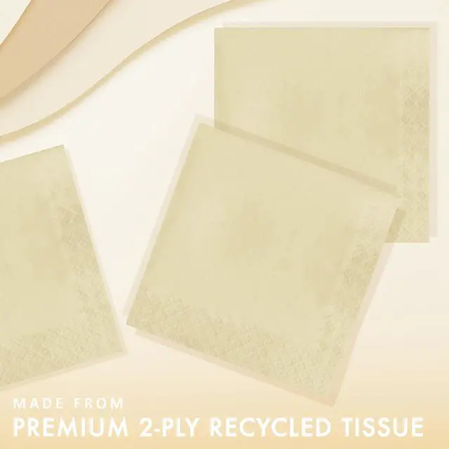 Alt view image 2 of 5 - Touch of Color 2-Ply 50 Count Paper Lunch Napkins, Ivory | Ivory 2-ply Napkins Made of Soft and Durable Tissue, Bulk Napkins for Weddings, Holidays, Birthdays, and Everyday Use