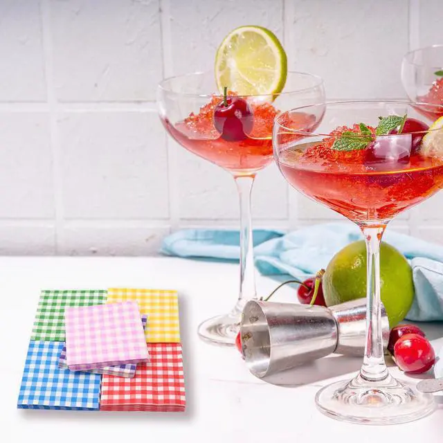 Alt view image 6 of 7 - 120 PCS Colorful Gingham Napkins, Disposable Red Blue Green and White Paper Party Napkins Cocktail Beverage Napkin for Birthday Dinner Party Supplies
