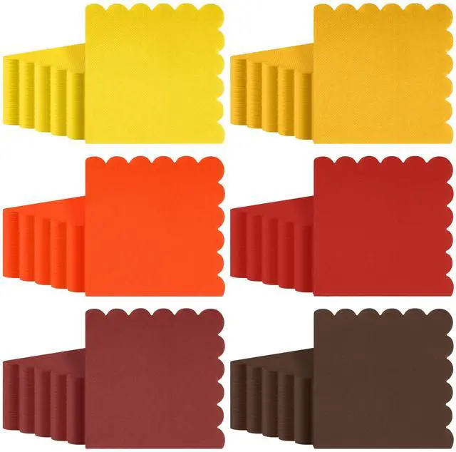 Main image of 150 Pack Scalloped Napkins 5 x 5 Inch Disposable Paper Napkins Gradient Color Napkins with Scalloped Edges for Dinner Wedding Birthday Party Supplies, Autumn Color