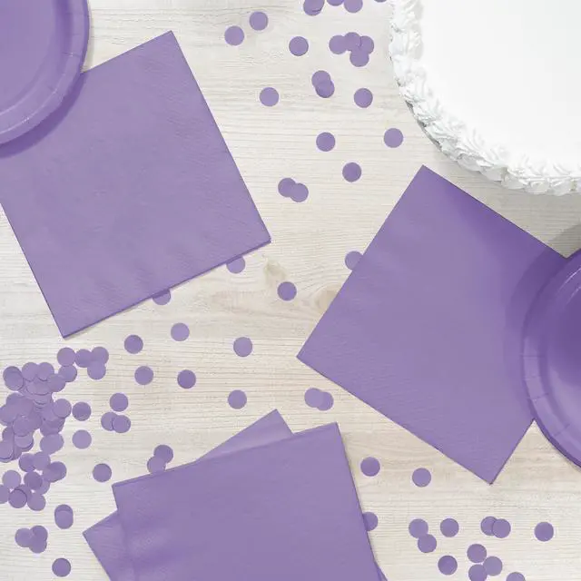 Alt view image 4 of 5 - Touch of Color Party Paper Napkins, Luscious Lavender, 6.5 in, 50 ct | Lavender 2-ply Disposable Napkins Made of Soft and Durable Tissue, Bulk Napkins for Parties, Holidays, Birthdays, and More