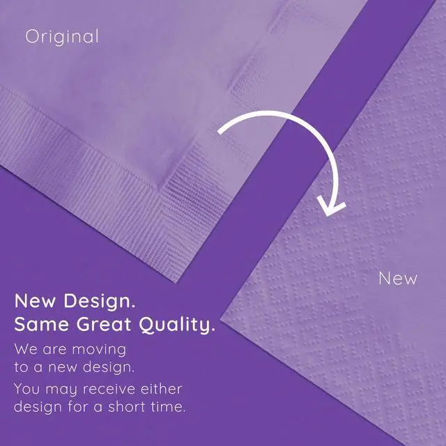 Alt view image 5 of 5 - Touch of Color Party Paper Napkins, Luscious Lavender, 6.5 in, 50 ct | Lavender 2-ply Disposable Napkins Made of Soft and Durable Tissue, Bulk Napkins for Parties, Holidays, Birthdays, and More