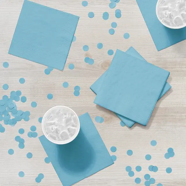 Alt view image 4 of 5 - 50-Count Touch of Color 3-Ply Paper Beverage Napkins, Pastel Blue