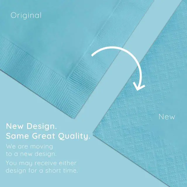Alt view image 5 of 5 - 50-Count Touch of Color 3-Ply Paper Beverage Napkins, Pastel Blue