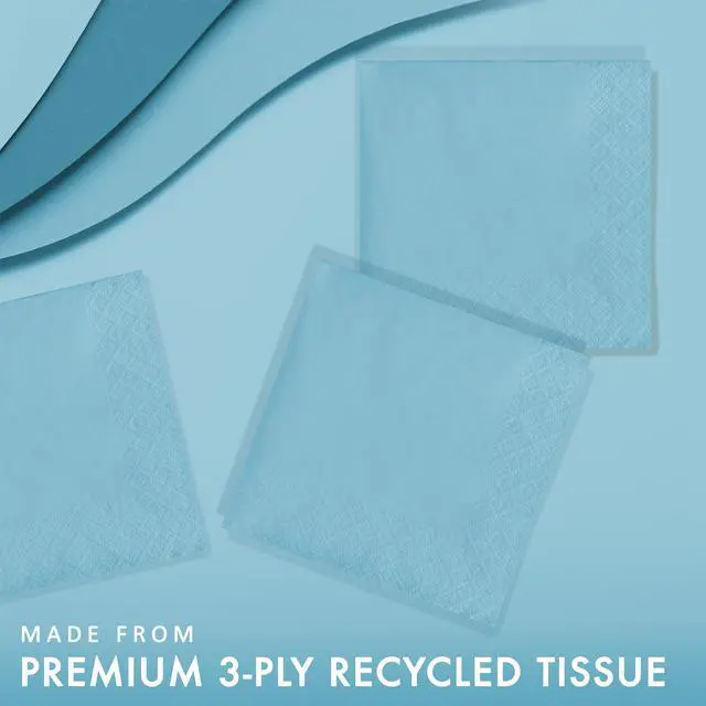 Alt view image 2 of 5 - 50-Count Touch of Color 3-Ply Paper Beverage Napkins, Pastel Blue