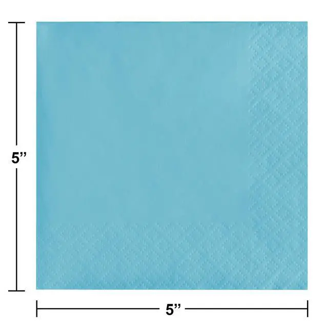 Alt view image 3 of 5 - 50-Count Touch of Color 3-Ply Paper Beverage Napkins, Pastel Blue
