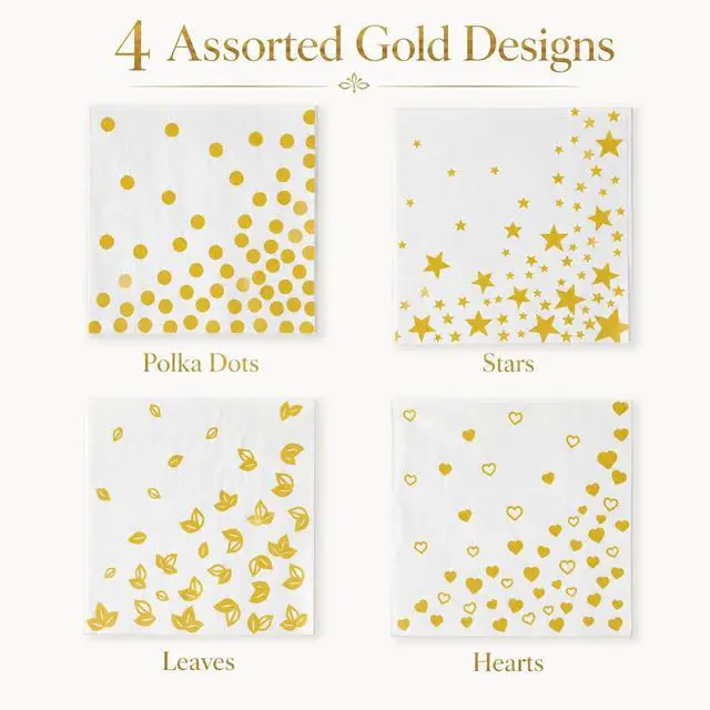 Alt view image 5 of 7 - 60 PCS White Gold Paper Napkins(6.5x6.5 Inch) Disposable Cocktail Napkins Decorative for Dessert Bar Dinner Table Decor Birthday Wedding Retirement Bridal Shower Graduation Party Favors Supplies