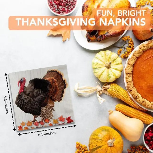 Alt view image 3 of 6 - 75-Pack 2-Ply Disposable Thanksgiving Napkins - Harvest Turkey Design, Autumn Fall Party Supplies, Durable Dinner Size 6.5" x 6.5"