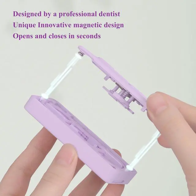Alt view image 5 of 7 - Shred Resistant Twin line Dental Floss Picks Dispenser-2 Box 20Count Lime Flavor Double line Flosser Portable Case-Best Dental Tools for Oral Care-The Ultimate Floss Storage Solution(Purple)