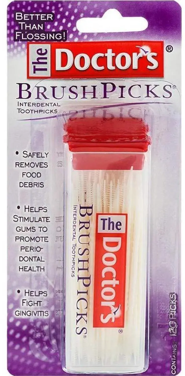 Main image of BrushPicks Interdental Toothpicks, 120 BrushPicks | Gently Remove Food Debris from Braces & Dental Work, Interdental Brushes and Dental Pick 2-in-1, Plaque Remover for Teeth