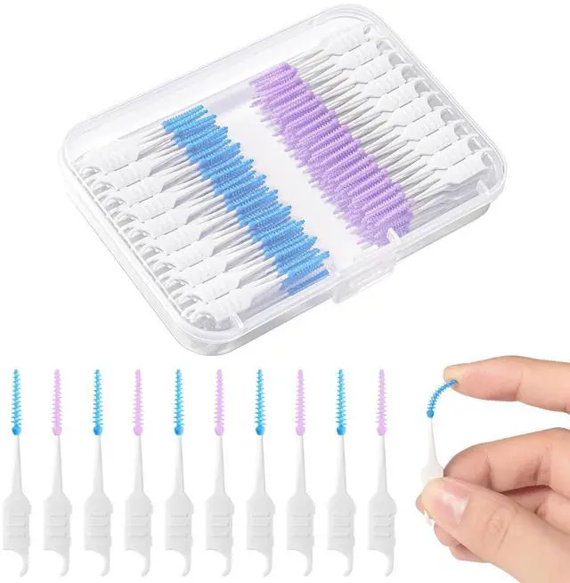 Main image of 250 Interdental Brushes With Case, Silicone Dental Picks, Blue Purple | Soft Silicone Tips, Dual-Use Pick Design, Portable Case, 130 Blue + 120 Purple, For Daily Teeth Gap Cleaning