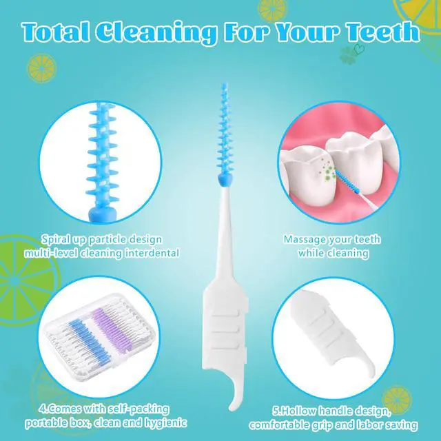 Alt view image 3 of 7 - 250 Interdental Brushes With Case, Silicone Dental Picks, Blue Purple | Soft Silicone Tips, Dual-Use Pick Design, Portable Case, 130 Blue + 120 Purple, For Daily Teeth Gap Cleaning
