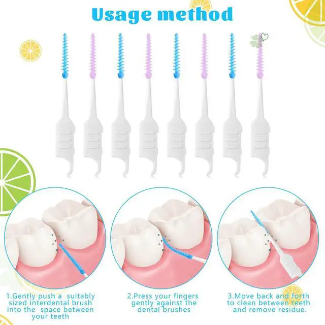 Alt view image 4 of 7 - 250 Interdental Brushes With Case, Silicone Dental Picks, Blue Purple | Soft Silicone Tips, Dual-Use Pick Design, Portable Case, 130 Blue + 120 Purple, For Daily Teeth Gap Cleaning