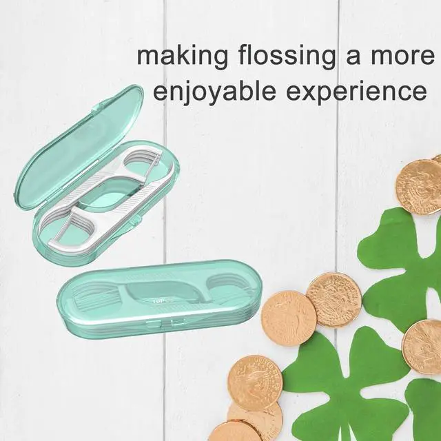 Alt view image 6 of 7 - Dental Flossers 2Pcs Green Mini Portable Case,Refillable Toothpicks Dispenser,Storage 10 Count Floss Picks Organizer,Perfect for Your Purse Or Gym Bag for On-The-Go Flossing