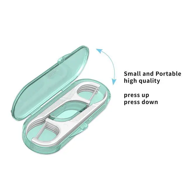 Alt view image 7 of 7 - Dental Flossers 2Pcs Green Mini Portable Case,Refillable Toothpicks Dispenser,Storage 10 Count Floss Picks Organizer,Perfect for Your Purse Or Gym Bag for On-The-Go Flossing