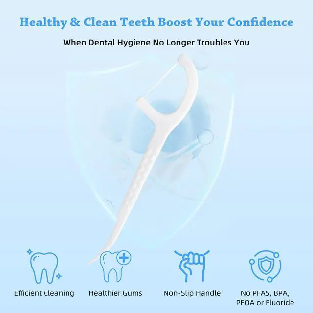 Alt view image 2 of 7 - Klear Dental Floss Picks, 50 Count Tooth Picks Flossers, Dental Floss Cleaner, Dental Flossers for Family, Keep Teeth Clean, Remove Food and Plaque, with 1 Portable Sealed Pouch