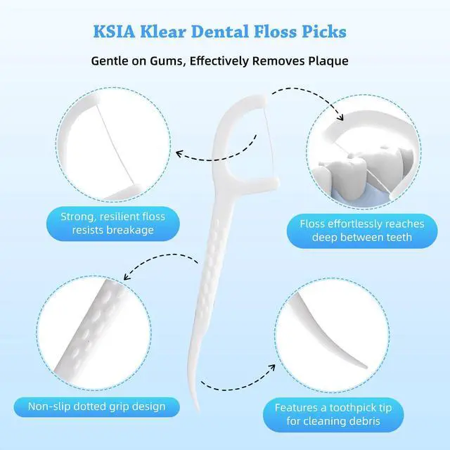 Alt view image 3 of 7 - Klear Dental Floss Picks, 50 Count Tooth Picks Flossers, Dental Floss Cleaner, Dental Flossers for Family, Keep Teeth Clean, Remove Food and Plaque, with 1 Portable Sealed Pouch