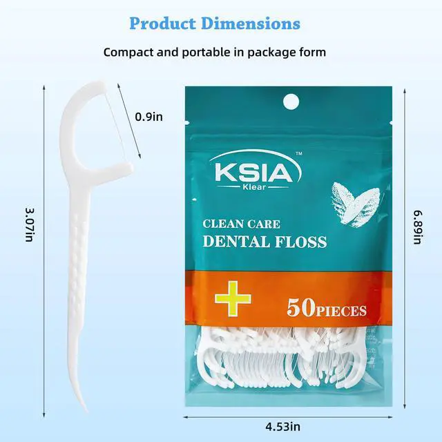 Alt view image 4 of 7 - Klear Dental Floss Picks, 50 Count Tooth Picks Flossers, Dental Floss Cleaner, Dental Flossers for Family, Keep Teeth Clean, Remove Food and Plaque, with 1 Portable Sealed Pouch
