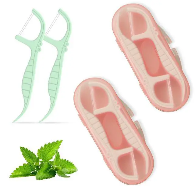Main image of Dental Floss Picks,2 Box Pink Lightweight Sealed Travel Size Pocket Floss Holder,Mini Dental Flossers Dispenser,Floss Organizer,Dental Care for Purse/Pocket,Oral Hygiene Outdoor/Camping