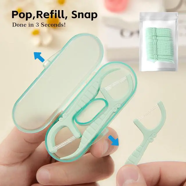 Alt view image 4 of 7 - Dental Floss Picks,2 Box Pink Lightweight Sealed Travel Size Pocket Floss Holder,Mini Dental Flossers Dispenser,Floss Organizer,Dental Care for Purse/Pocket,Oral Hygiene Outdoor/Camping