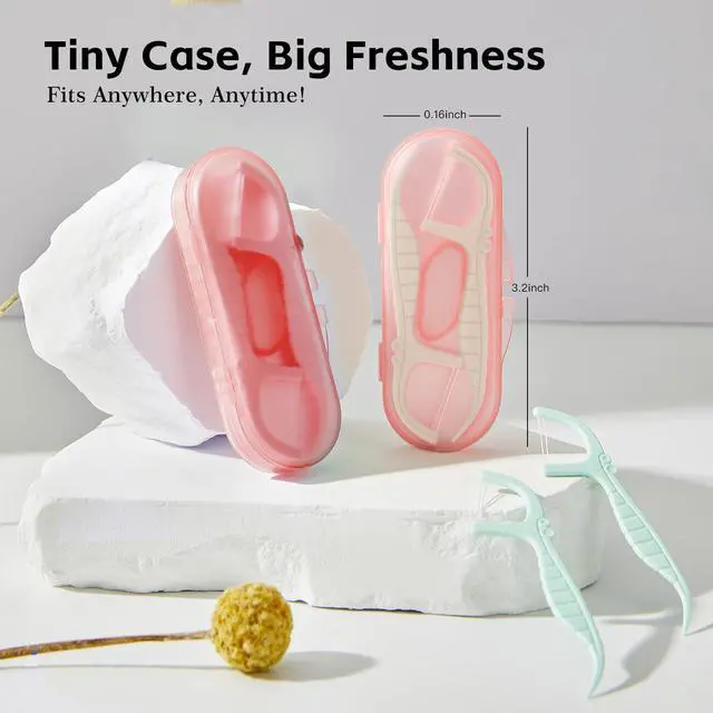 Alt view image 7 of 7 - Dental Floss Picks,2 Box Pink Lightweight Sealed Travel Size Pocket Floss Holder,Mini Dental Flossers Dispenser,Floss Organizer,Dental Care for Purse/Pocket,Oral Hygiene Outdoor/Camping